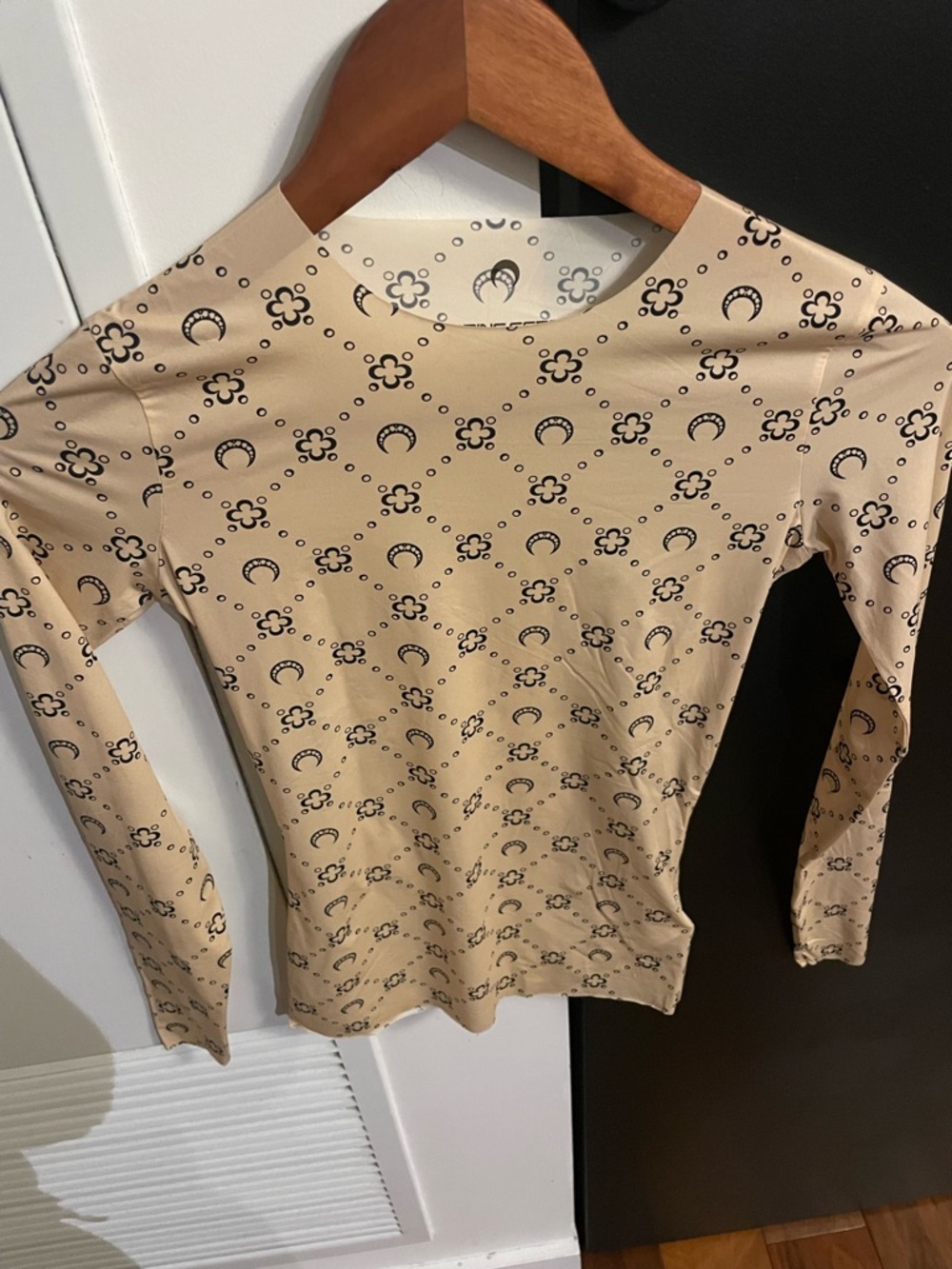 Marine Serre Beige Long Sleeve Crescent long sleeve tee